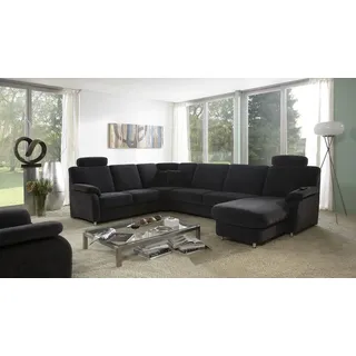 Wohnlandschaft Ecksofa Eckcouch U-Sofa Tavira Microfaser anthrazit mit Federkern