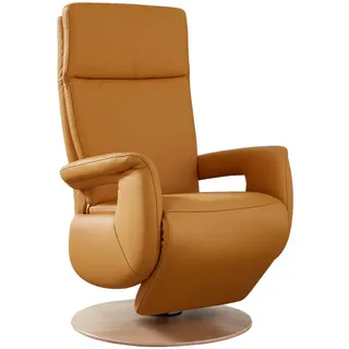 Cantus Relaxsessel, Currygelb, Holz, Echtleder, Color-Finish-Leder, Eiche, 70x115x80 cm, Goldenes M, Fußauswahl, Lederauswahl, Stoffauswahl, Relaxfunktion, Aufstehhilfe, Herz-Waage-Funktion, Wohnzimmer, Sessel, Relaxsessel