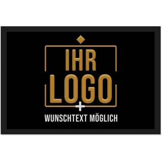 PR Print Royal Personalisierte Fußmatte mit Logo und Wunschtext - Logomatte - Schmutzfangmatte mit Logo | rutschfest, 75x50cm mit Gummirand