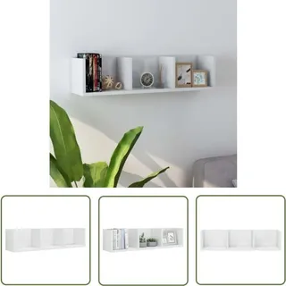 The Living Store - CD-Wandregal Hochglanz-Weiß 75x18x18 cm Holzwerkstoff - cd Regal - Wandregal - Holzregal - Schallplatte Regal - Musikaufbewahrung