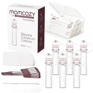 Momcozy Colostrum Collector Kolostrum-Sammler Wiederverwendbarer Muttermilch-Sammler, tragbarer Kolostrum-Behälter zum Füttern des Babys, Mehrzweck-Sammler BPA-frei, 5ml-6St.