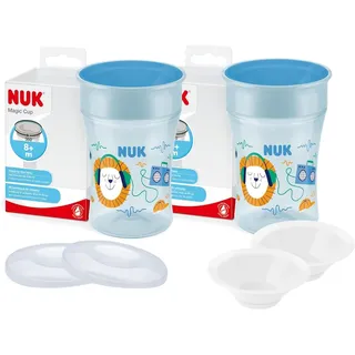 NUK Magic Cup Bundle – 2x Becher 230ml Blau + Zubehör, BPA-frei, ab 8 Monate
