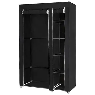 Kleiderschrank - 2-türiger Faltschrank - Metallgestell - Modernes Design - 172x105x43 cm - 3 kg - Schwarz