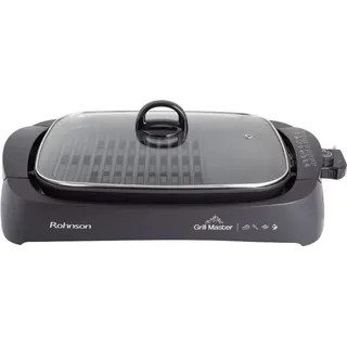 Tischgrill R-2525, 40x30 cm, Antihaft, mit Deckel und Tropfschale, spülmaschinenfest
