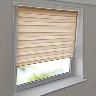 Sonnenschutz-HH - Hochwertiges Duo-Rollo Klemmfix Klemmrollo Doppelrollo AUßENMAß Breite 150 x 140 cm - APRICOT (beige/creme) - Kettenzugrollo Seitenzugrollo inkl. 2 Stück Klemmträger