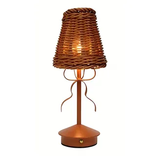 AoLa LED Tischleuchte Kabellose Boho Rattan Tischlampe Akku 1200mAh Touch Lampe Ohne Strom USB Aufladbar Dimmbar Nachttischlampe Modern Dekorative Atmosphäre Tragbar Nachtlicht für Schlafzimmer,Braun