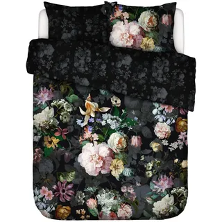 ESSENZA Bettwäsche Fleur Festive Blooming Black, 200x200 cm + 2X 80x80 cm - 100% Baumwollsatin 200TC - Blumen