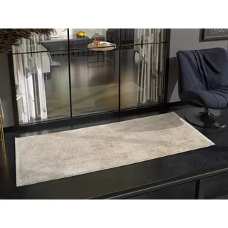 OCI DIE TEPPICHMARKE Teppich BESTELLER CAVA, auch als Läufer und in Rund, rechteckig, Höhe: 8 mm, Glanz Viskose, mit Fransen, Hoch Tief Struktur, Vintage, Wohnzimmer beige|goldfarben rechteckig | 80 cm x 200 cm x 8 mm