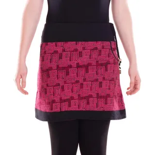 Vishes Minirock Damen Bedruckt Breiter Bund Jersey Baumwolle Sommer Alternative Mode, Boho, Hippie, Ethno, Festival rot 36