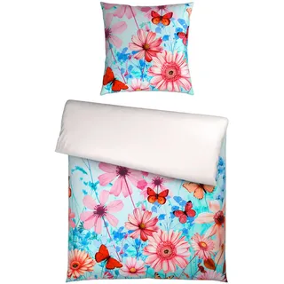 Esposa Wendebettwäsche, Blau, Weiß, Textil, Schmetterling, 155x220 cm, pflegeleicht, hautfreundlich, Schlaftextilien, Bettwäsche, Bettwäsche, Übergrößen-Bettwäsche