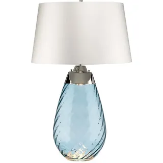 Tischleuchte Schreibtischlampe Beistelllampe Nachttischlampe Glas Blau H 74  cm
