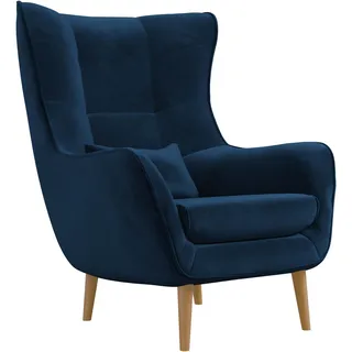Mirjan24 Ohrensessel Estjano Polyester 95 x 106 x 95 cm Blau mit Kissen