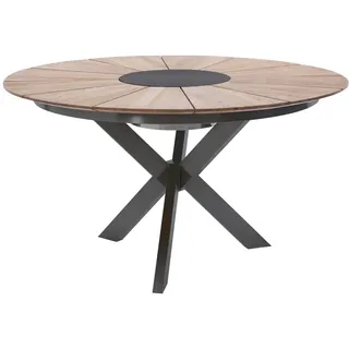 Diamond Garden Lyon Gartentisch Ø 140 x 76,5 cm Edelstahl Dunkelgrau/Recycled Teak