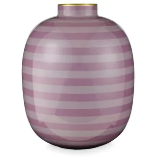 PiP Studio Dekovase Home Deco Stripes Metal Vase lila 32cm (Vasen), Vase Metal Stripes Lilac 32cm bunt|lila
