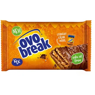 Ovomaltine OVO BREAK Waffel & Schoko-Riegel - knuspriger Snack mit dem unverwechselbaren Geschmack unserer beliebten Crunchy Cream, natürlich ohne Palmöl (4 x 39g)