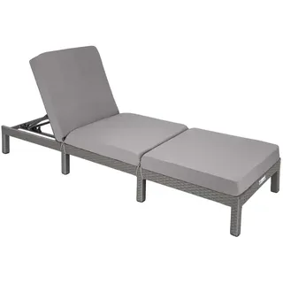 Tectake Rattan Sonnenliege 196 x 66 x 27 cm Grau