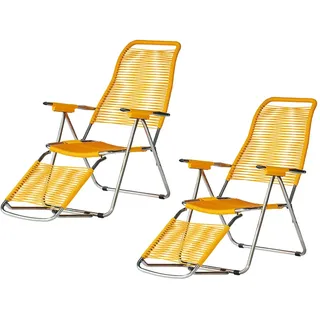 Fiam - Liegestuhl Spaghetti, Gestell Aluminium / Bespannung gelb (2er-Set)