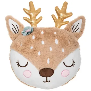 Home-trends24.de Dekokissen Kuschelkissen Kinder Kissen Bär Katze Hase Tiger Reh Panda Zimmer Deko, Kissenhülle mit Füllung beige