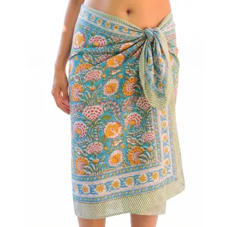 Mandala Life ART Premium Blockdruck Baumwoll-Strandpareo für Damen – Weicher, Leichter Sarong, Bikini-Cover-up, Badeanzug-Cover-up, Boho-Wickelrock für Sommer, Reisen & Strand - Einheitsgröße