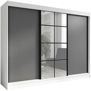 A&J MöbelLand Schwebetürenschrank ORAVELLE 200 x 215 x 59,5 cm Grau