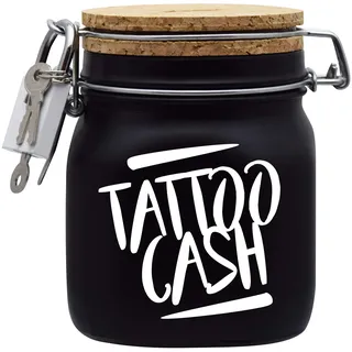 Spardose Tattoo Cash Weiss Geld Geschenk Idee Schwarz M