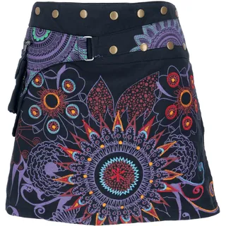 Wickelrock, kurzer Goa Rock, Cacheur, Minirock, Patchwork | 100% Baumwolle, Slim Fit, vielseitig kombinierbar, Unikat, flexible Knopfleiste - 40