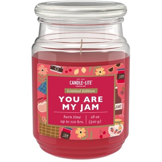Candle-Lite Duftkerze im Glas mit Deckel | You Are My Jam | Duftkerze Erdbeere | Kerzen lange Brenndauer (bis 110h) | Kerzen Rot | Duftkerze Groß (510g)