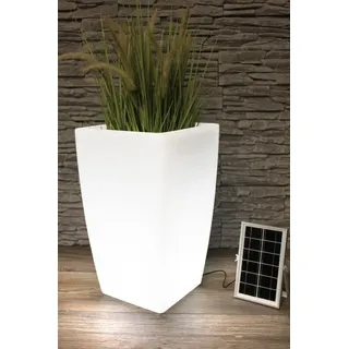 Arnusa Pflanzkübel Solar Blumenkübel LED Farbwechsel + Fernbedienung Akku Blumentopf, beleuchtet Solarleuchte moderne Lampe weiß