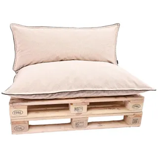 TexDeko Cord Palettenkissen 120x80x18 cm –Palettenpolster aus weichem Cordstoff, wasserabweisend UV-beständig, waschbarer Bezug (2-TLG Set Beige) - Beige
