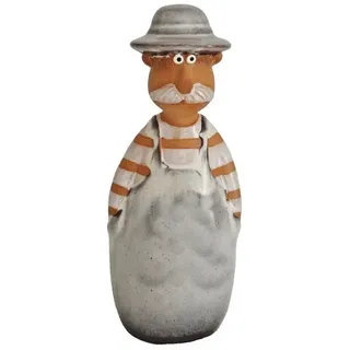 Kaufhaus le petit Dekofigur Gartenstecker Zaunhocker Mann Opa Keramik Deko Skulptur Figur Objekt, Garten Zaunsitzer Zaunfigur Dekoskulptur Dekoobjekt