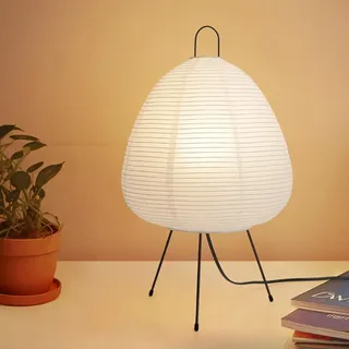 Japanische Reispapier Papierlampe,Noguchi Stil Nachttischlampe mit Lampenschirm Papier,42cm Japanische Dekor Tischlampe mit Dreibeiniger Metallständer,Knopfschalter für Schlafzimmer Wohnzimmer,E27