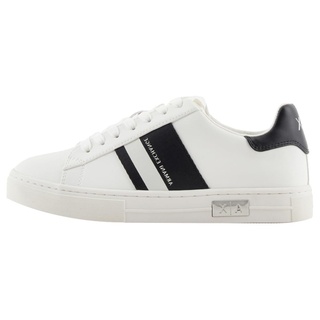 Armani Exchange Damen Cup Sole Mina, Back tab with and Metal Logo Detail on Side Sneaker, Off White+Black, 36.5 EU