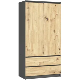 Akord Kleiderschrank Akord 90 x 180 x 51 cm Graphitgrau/Eiche Artisan