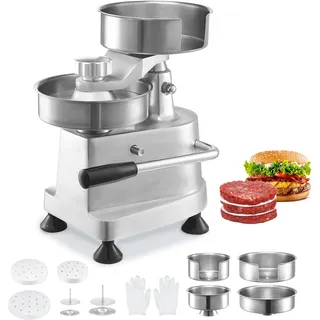 Vevor Kommerzieller Burgerpresse - Hamburger Patty Maker 10/13 / 15 cm, mit 3 Packungen Burgerpapier, Professionelle Hamburgerpresse aus Edelstahl, Perfekt für Burger Patties Cooking BBQ Zubehör