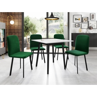 MIRJAN24 Essgruppe MB 1, (5er-Set, Tisch Ariel S 85/85 + 4x Stühle Luke), Ausziehbarer grün