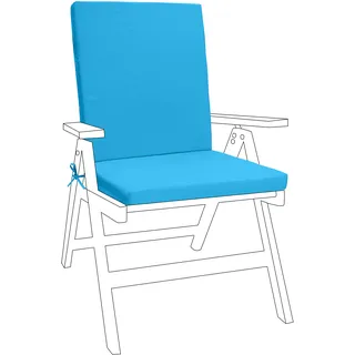 Gardenista Garden Premium Stuhl Sitzpolster | Sichere Bindestränge und elastischer Rückzug über dem Rücken | Wasserresistent | Geeignet für Innen- und Außenbereiche | Faltenbar und leicht (Türkis, 1)