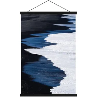 Sanauto A1 Posterleiste Posterschiene Posterleisten 61CM, Magnet Magnetische Holz Poster Aufhänger Halter Rahmen Leisten Bilder Bild Bilderleiste Bilderrahmen 60x90 61x91.5 60x40 (61cm, Schwarz)