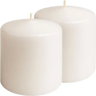 2er-Set Stumpenkerze Creme – Rustikale Wachs Kerze, Ø 7 x 10 cm – Lange Brenndauer für festliche Anlässe, Advent, Weihnachten oder stimmungsvolle Deko