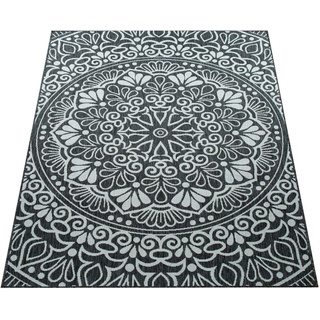 Paco Home Teppich »Coco 205«, rechteckig, 4 mm Höhe, Flachgewebe, Paisley Muster, In- und Outdoor geeignet schwarz