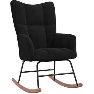 vidaXL Schaukelstuhl Relaxstuhl Schaukelsessel Schwingsessel Ruhesessel Relaxsessel Schwingstuhl Polsterstuhl Polstersessel Sessel Schwarz Samt