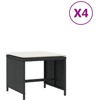 vidaXL Gartenhocker mit Kissen 40 x 40 x 35 cm schwarz 4 St.