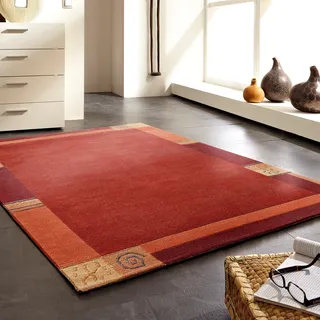 Wollteppich LUXOR LIVING "India" Gr. 4, rot, B:170cm H:20mm L:240cm, Wolle, Teppiche, Designer-Teppich Knüpfteppich Schurwollteppich Teppich, reine Wolle, handgeknüpft, mit Bordüre, auch als Läufer