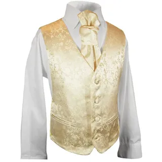 Paul Malone Anzugweste Festliche Kinderweste Jungenweste Kinder Anzug Weste (Set, 3-tlg., mit Weste, Hemd und Plastron) champagner KV18-Plastron gelb 164
