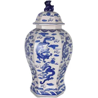 XL Deckelvase China Bodenvase Porzellan Gefäss Drache Vase mit Deckel 64cm pin009 Palazzo Exklusiv