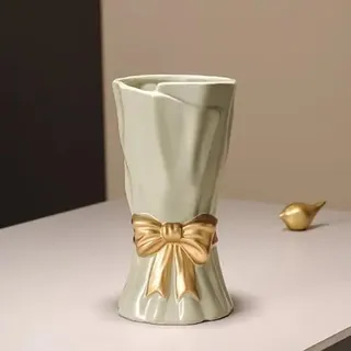 WLGRANJIA Grüne Bogenvase für Wohnkultur, 23,6 cm Avocado-Farbe für Boho-Stil, große grüne Salbei-Blumenvase für ideales Regaldekor/Tisch/Wohnzimmer