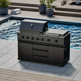 Kingstone Cube Outdoorküche 4500  (Schwarz, Material Grillfläche: Gusseisen, Anzahl Brenner: 7)