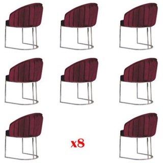 JVmoebel Loungesessel, Garnitur Stühle Polster Lehn Design Holz Gruppe Ess Zimmer 8x Stuhl rot