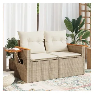 vidaXL Gartensofa 2-Sitzer Loungesofa beige