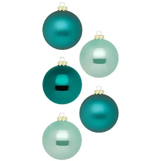 Inge Glas Weihnachtskugeln | Schöne Christbaumkugeln aus Glas | 20 Kugeln in Karton-Box | Christbaumschmuck Weihnachtsbaumschmuck Weihnachtsbaumkugeln (Green Emerald | Petrol türkis Mint)