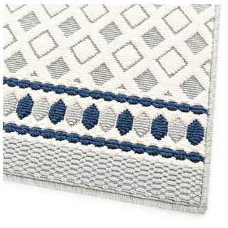 DomDeco Teppich DomDeco In- & Outdoor-Teppich "Rows n Columns", rechteckig, Höhe: 6 mm blau|weiß